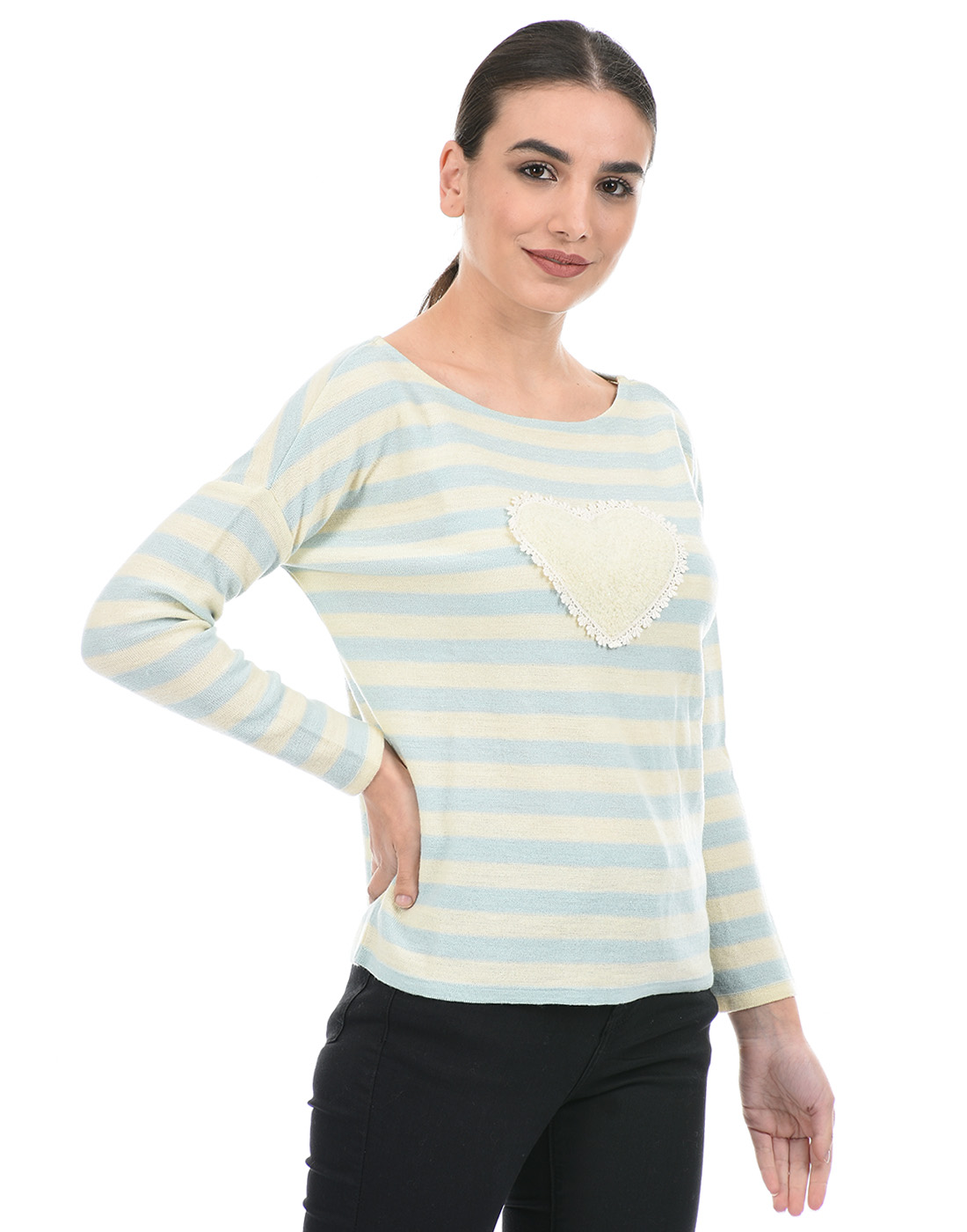 Species Women Off White Striped Sweater